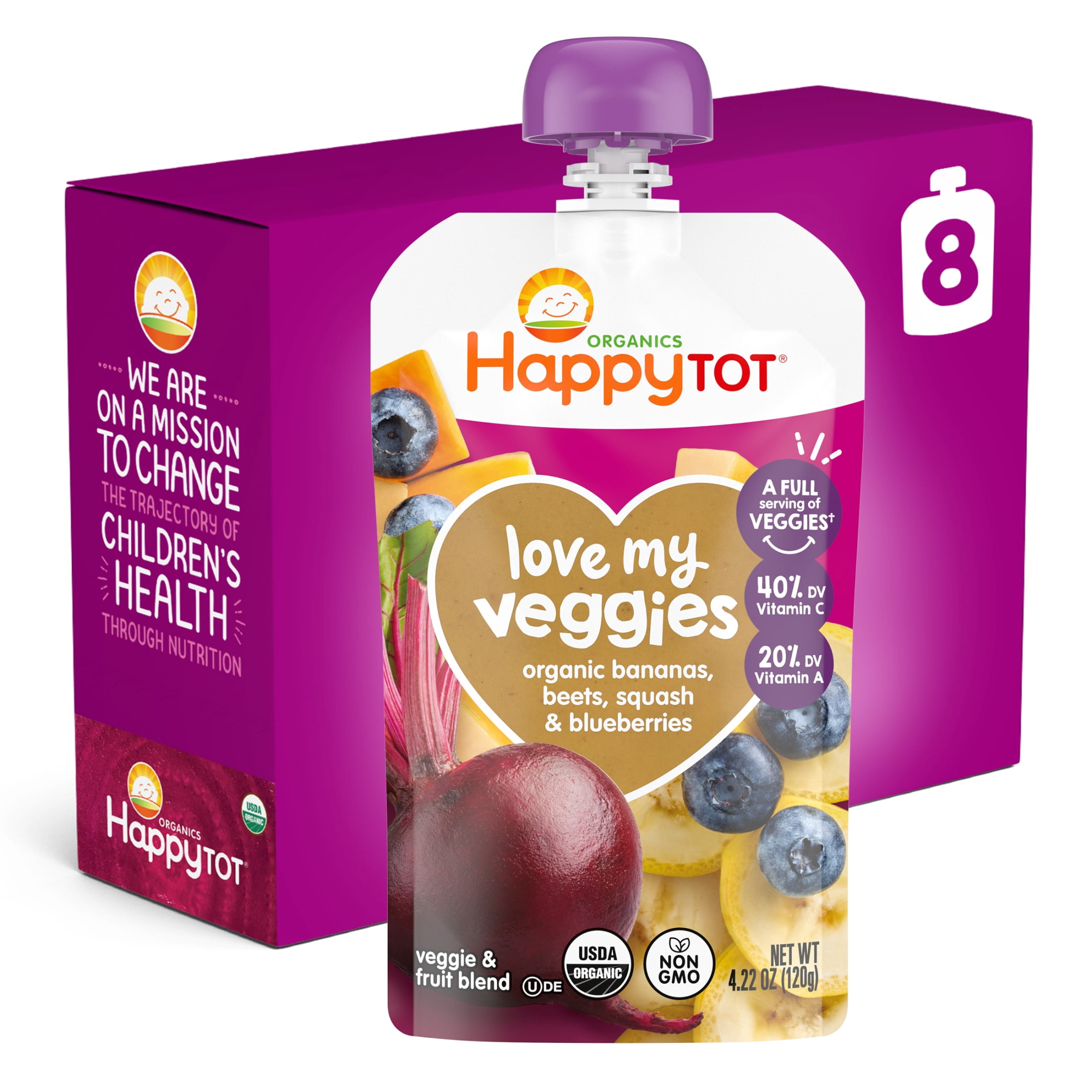 Happy Tot Organics Love My Veggies, Stage 4 Bananas Beets Squash