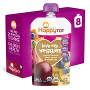 Happy Tot Organics Love My Veggies, Stage 4 Bananas Beets Squash & Blueberries, Organic Toddler Food Pouches, 4.22 oz. (8 pack)