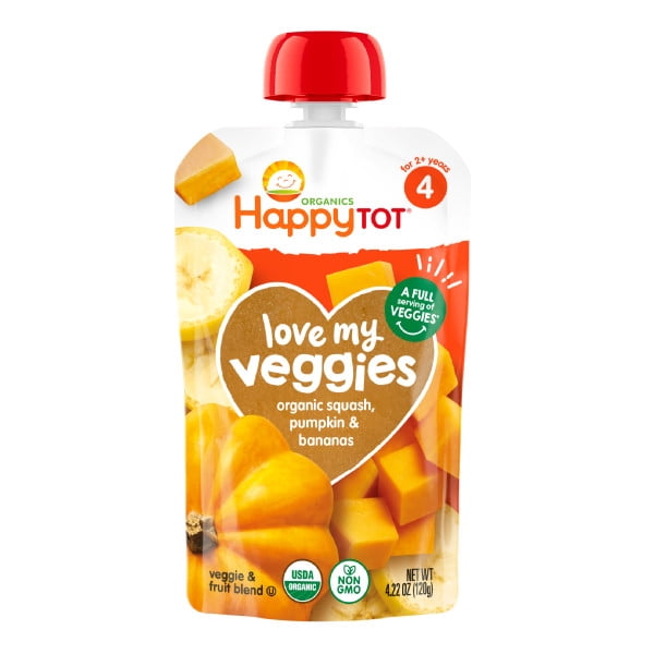 Happy Tot Organics Love My Veggies Stage 4 Organic Squash, Pumpkin & Bananas 4.22 oz Pouch