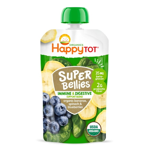 Happy Tot Organics Super Bellies Stage 4, Bananas, Spinach & Blueberries Organic Tot Food, 4 oz Pouch