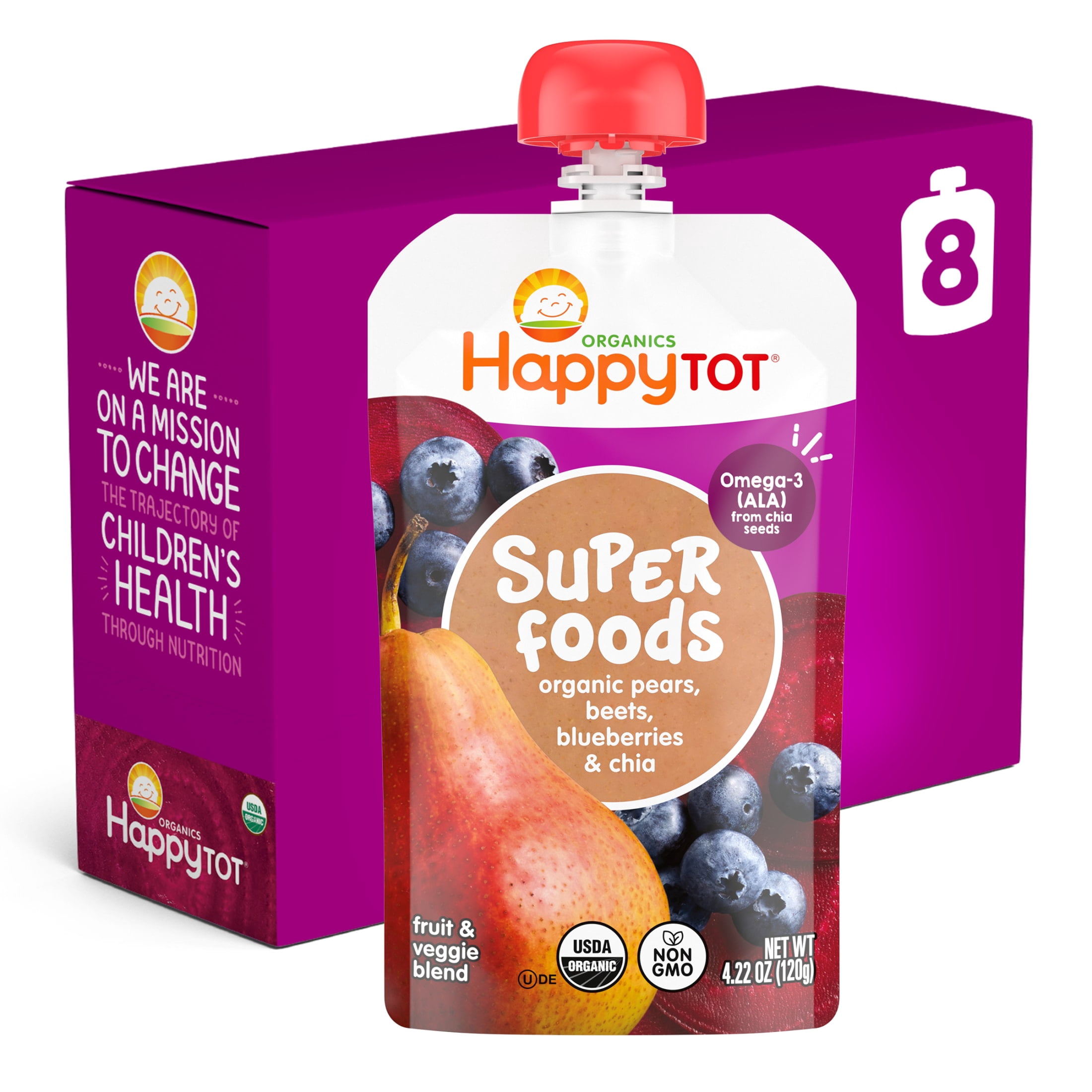 Happy Tot Organics SuperFoods Stage 4, Pears Beets Blueberries