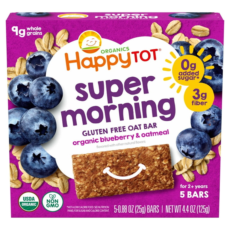 Happy Tot Organics Super Morning Oat Bar, Blueberry Oatmeal