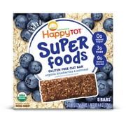 Happy Tot Organics SuperFoods Oat Bar, Blueberry & Oatmeal, Organic Toddler Snack, 5 bars per box (6 Boxes)