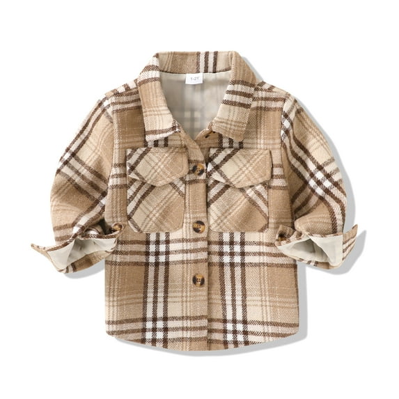 Happy Town Baby Boys Girls Plaid Flannel Jacket Long Sleeve Button Up Shirt Fall Winter Kids Coat