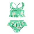 thumbnail image 1 of Happy Town Baby Girl Swimsuit Ruffle Two Pieces Swimwear Toddler Girl Rash Guard Beach Bikini Bathing Suit, 1 of 9