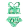 thumbnail image 1 of Happy Town Baby Girl Swimsuit Ruffle Two Pieces Swimwear Toddler Girl Rash Guard Beach Bikini Bathing Suit, 1 of 8
