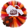 thumbnail image 1 of Happy Town Baby Girl Thanksgiving Outfits Pumpkin Long Sleeve Romper Tulle Tutu Skirt Headband Fall Halloween Set, 1 of 5