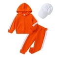 thumbnail image 1 of Happy Town Baby Girls Boys Striped Hooded Sweatsuit With Hat Casual Outfit Sets for Girls Boys, 1 of 9