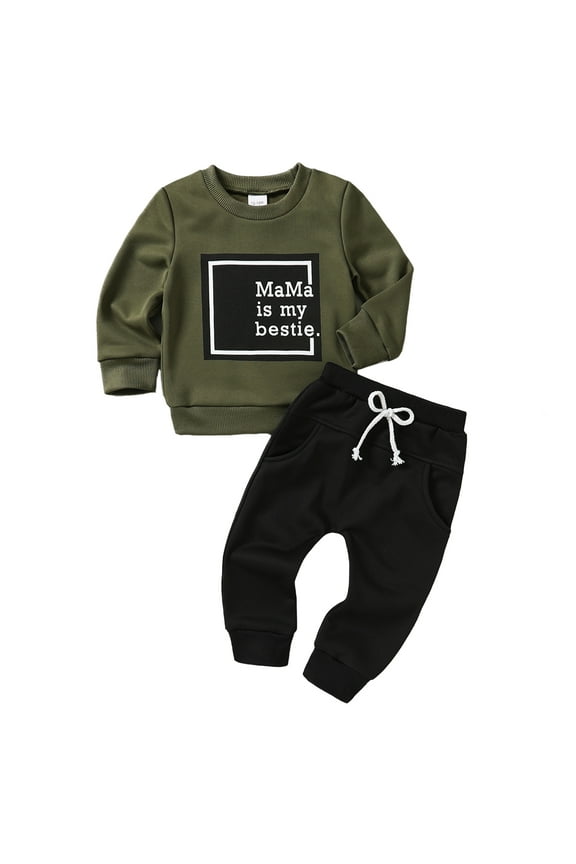 Toddler Baby Boys Clothes 9M-3Y Fall Winter Set Long Sleeve Top and Long Pant Sweatsuits