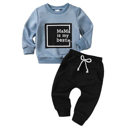 Happy Town Toddler Baby Boys Clothes 9M-3Y Fall Winter Set Long Sleeve Top and Long Pant Sweatsuits