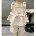 thumbnail image 1 of Happy Town Infant Baby Girl Summer Clothes Ruffle Sleeveless Shirt and Shorts Toddler Girl Set，Sizes 12M-5Y, 1 of 1