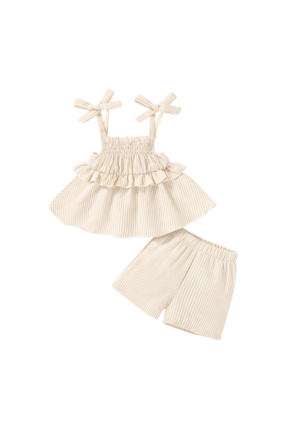 Infant Baby Girl Summer Clothes Ruffle Sleeveless Shirt and Shorts Toddler Girl Set,Sizes 12M-5Y