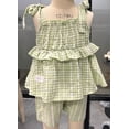 thumbnail image 1 of Happy Town Infant Baby Girl Summer Clothes Ruffle Sleeveless Shirt and Shorts Toddler Girl Set，Sizes 12M-5Y, 1 of 1
