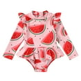 thumbnail image 1 of Happy Town Newborn Baby Girls Swimsuit Summer One-Piece Long Sleeve Floral Bathing Suit, 1 of 7