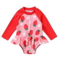 thumbnail image 1 of Happy Town Newborn Baby Girls Swimsuit Summer One-Piece Long Sleeve Floral Bathing Suit, 1 of 7