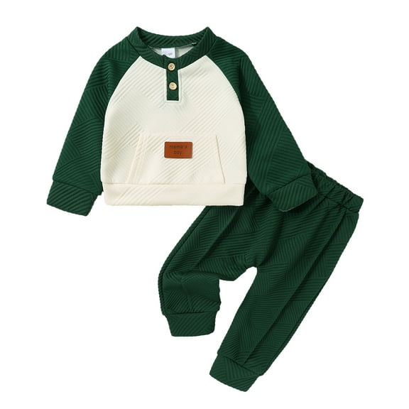 Happy Town Toddler Baby Boys Sweatsuit Fall Winter Long Sleeve Top and Sweatpants Outfit Sets Infant Clothes