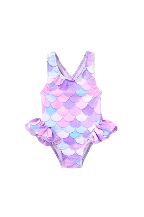 Toddler Baby Girl Beach Bathing Suit Floral Sleeveless One-Piece Swimsuit With Bowknot