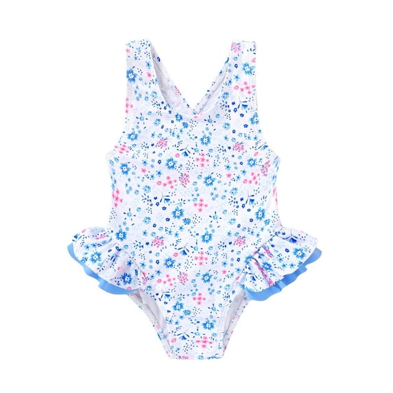 Happy Town Toddler Baby Girl Beach Bathing Suit Floral Sleeveless One-Piece Swimsuit With Bowknot