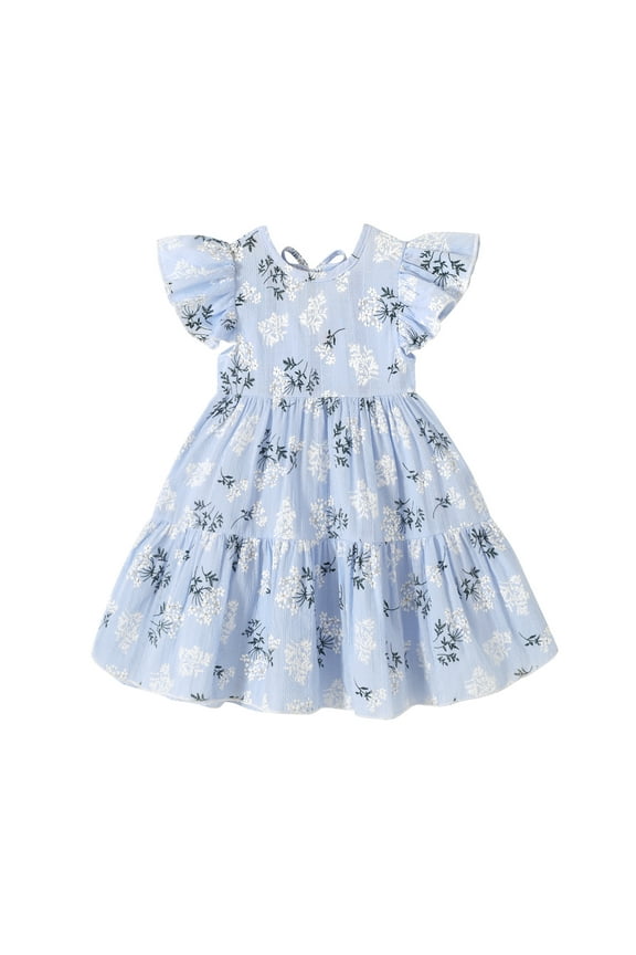 Toddler Baby Girl Boho Dress Linen Ruffle Sleeveless Casual Dress