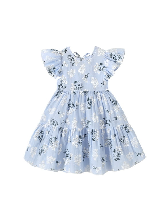 Toddler Baby Girl Boho Dress Linen Ruffle Sleeveless Casual Dress