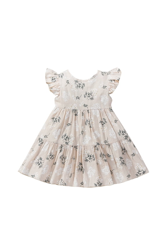 Toddler Baby Girl Boho Dress Linen Ruffle Sleeveless Casual Dress