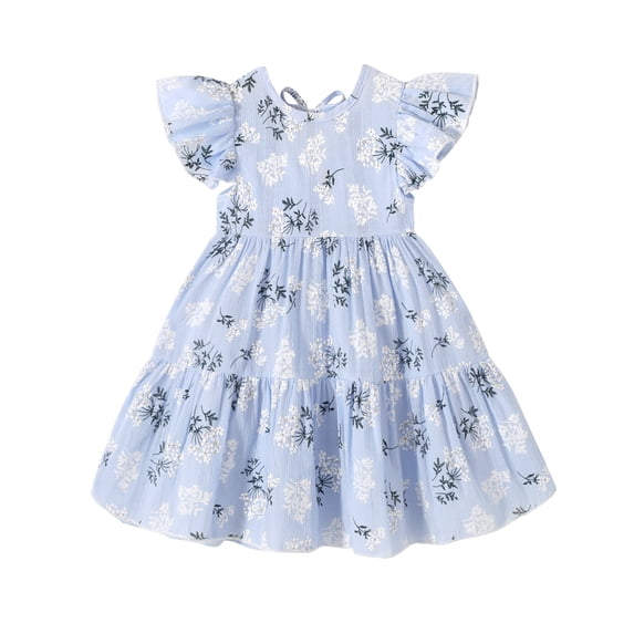 Happy Town Toddler Baby Girl Boho Dress Linen Ruffle Sleeveless Casual Dress
