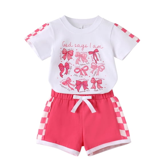 Happy Town Toddler Baby Girl Summer Outfits Butterfly Print Short Sleeve T-Shirt + Shorts Girls Two-Piece Clothes Set