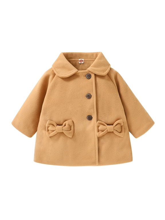 Toddler Baby Girls Clothes Fall Winter Long Sleeve Outerwear Coats Baby Kids Button Jacket