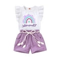 thumbnail image 1 of Happy Town Toddler Girls Clothes Summer Sleeveless Shirt and Shorts 2Pcs Outfit Sets,Sizes 9M-5Y, 1 of 7