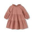 thumbnail image 1 of Happy Town Toddler Baby Girls Dress 6M-4T Fall Winter Long Sleeve Dress Lantern Solid Color Girls Clothes, 1 of 7