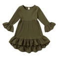 thumbnail image 1 of Happy Town Toddler Baby Girls Fall/Winter Clothes Solid Long Sleeve Dress Irregular Casual Dress, 1 of 7