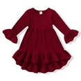 thumbnail image 1 of Happy Town Toddler Baby Girls Fall/Winter Clothes Solid Long Sleeve Dress Irregular Casual Dress, 1 of 8