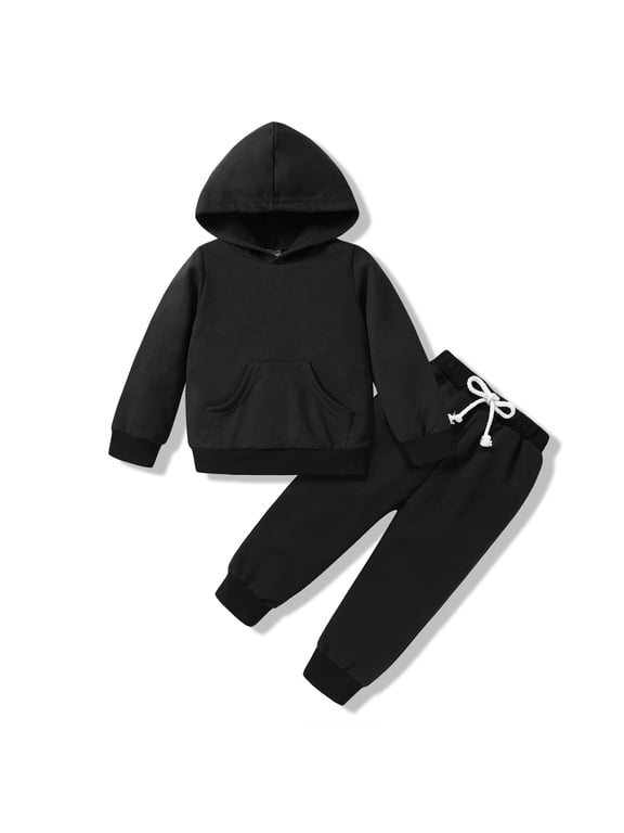 Toddler Fall Outfits for Girl Boy Long Sleeve Hoodie Top and Long Sweatpants Set Toddler Sweatsuit