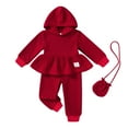 thumbnail image 1 of Happy Town Toddler Girl Sweatsuits Pullover Hoodie Shirt Long Pants With Bag Fall Winter Outfit for Girl 1-5T, 1 of 8
