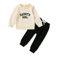 thumbnail image 1 of Happy Town Toddler Girl Fall Outfits Long Sleeve Letter Top and Long Pants Set Toddler Sweatsuits, 1 of 8