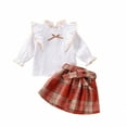 thumbnail image 1 of Happy Town Toddler Girl Fall Winter Clothes Ruffle Top Plaid Mini Skirt Set Outfits, 1 of 8