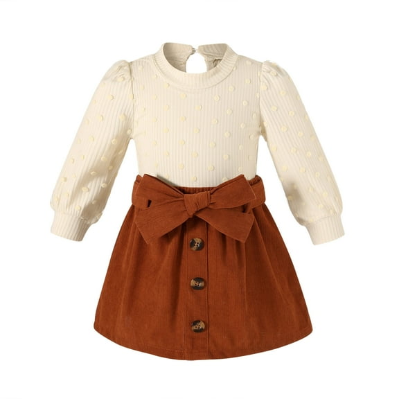 Happy Town Toddler Girl Fall Winter Clothes Ruffle Top Plaid Mini Skirt Set Outfits