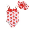 thumbnail image 1 of Happy Town Toddler Girls Clothes 0-24M One-Piece Swimsuit with Hat 2-Piece Summer Swimwear for Girls, 1 of 7