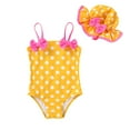 thumbnail image 1 of Happy Town Toddler Girls Clothes 0-24M One-Piece Swimsuit with Hat 2-Piece Summer Swimwear for Girls, 1 of 8