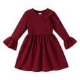 thumbnail image 1 of Happy Town Toddler Girls Fall Winter A‑Line Long Sleeve Dress Bow Ruffle Cuffs Party Dress for Little Kids, 1 of 7