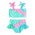 thumbnail image 1 of Happy Town Toddler Girls Two Pieces Swimsuit Color Block Beach Bathing Suit 18M-5T, 1 of 7