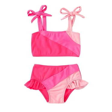 Happy Town Toddler Girls Two Pieces Swimsuit Color Block Beach Bathing Suit 18M-5T