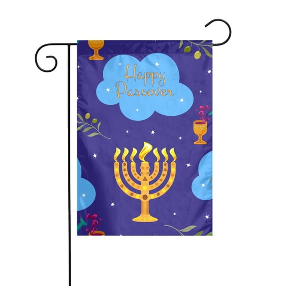 Happy Traditional Jewish Passover Garden Flag Decoration Yard Farmhouse Double Sided Holiday Party Outdoor Camping Decor Flags 12x18in
