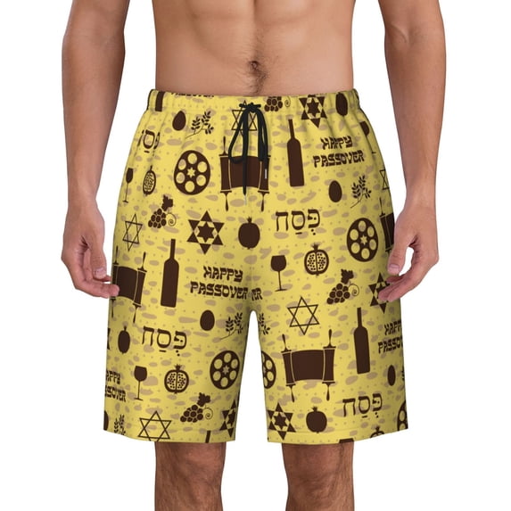 Happy Traditional Jewish Passover Men'S Beach Pants Quick Dry Short Swim Trunks With With Pockets And Mesh Lining Swimwear Beach Bathing Shorts Medium