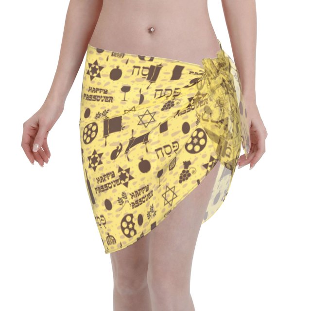 Happy Traditional Jewish Passover Women Sarongs Skirt Beach Wrap Sheer