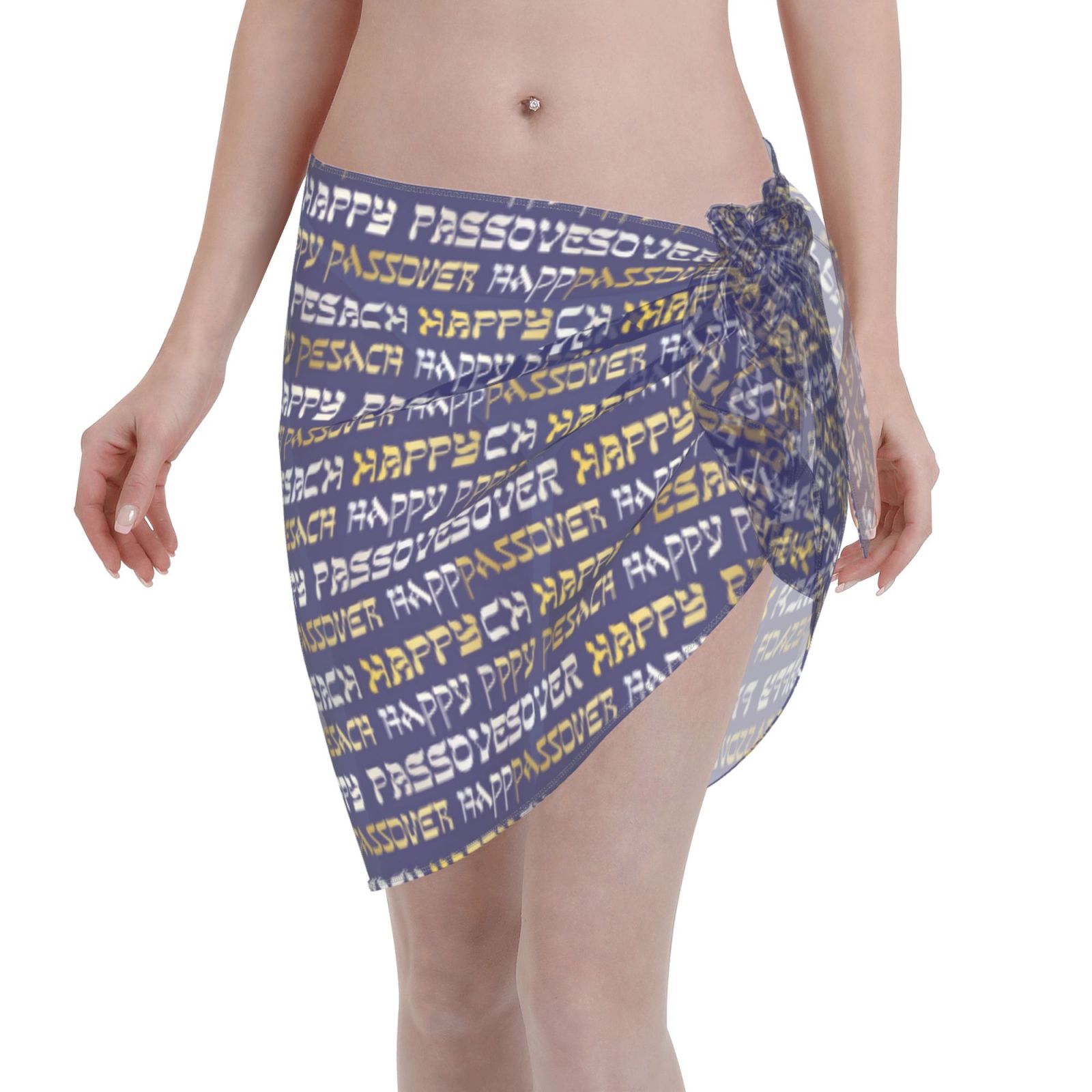 Happy Traditional Jewish Passover Women Sarongs Skirt Beach Wrap Sheer