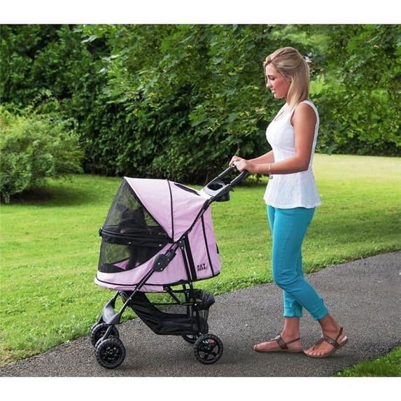 Happy Trails No-Zip Pet Dog Stroller - Pink Diamond