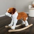 thumbnail image 1 of Happy Trails Rocking Horse - Plush Dog Animal Rocker for Ages 3 and up, Brown and White, 1 of 7