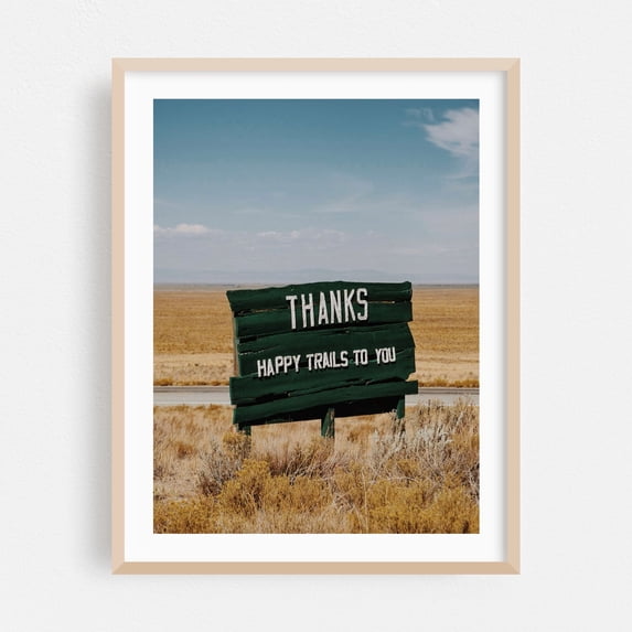 Happy Trails to You - Colorado Photography Quote Desert Rustic Travel Poster Vintage Landscape Western Oak Framed Wall Art Print 9 x 12 inches