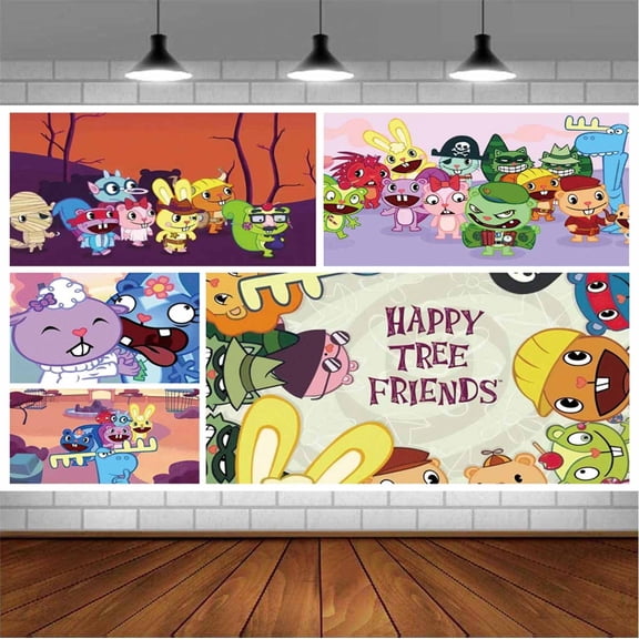 Happy Tree Friends Backdrop Banner Party Supplies Poster Movie Theme Background for Photography Birthday Decorations